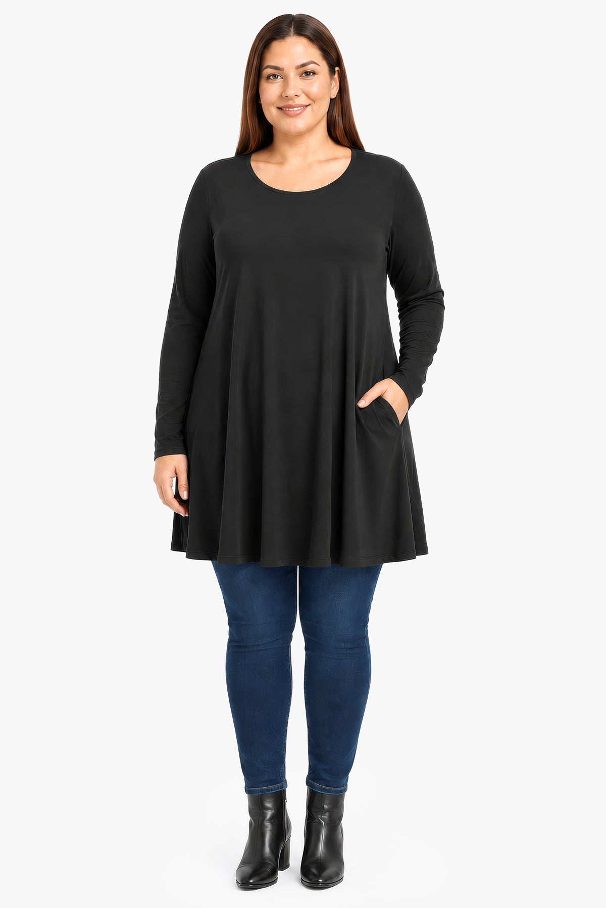 CORA rayon tunic with pockets