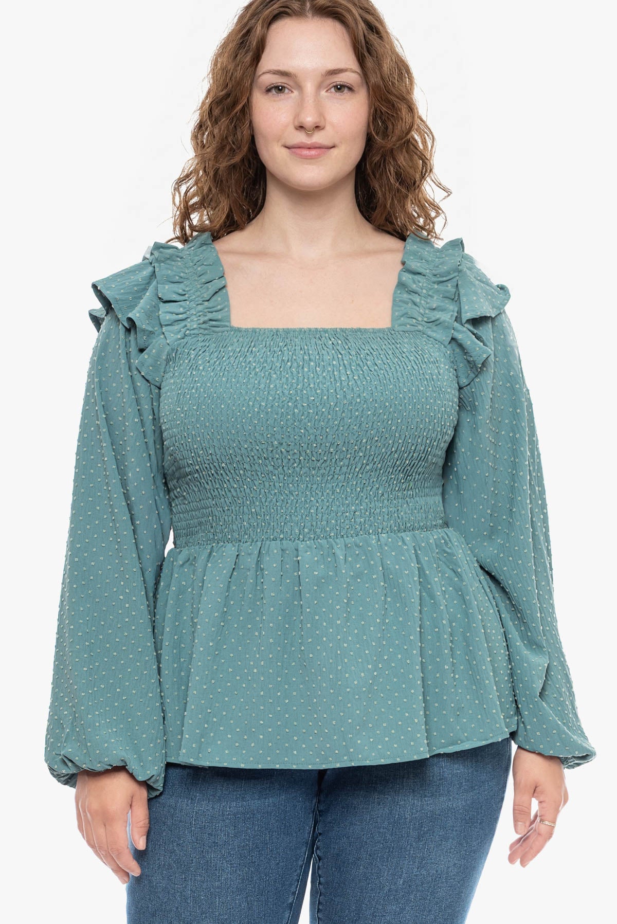 DALE ruffle smocked blouse