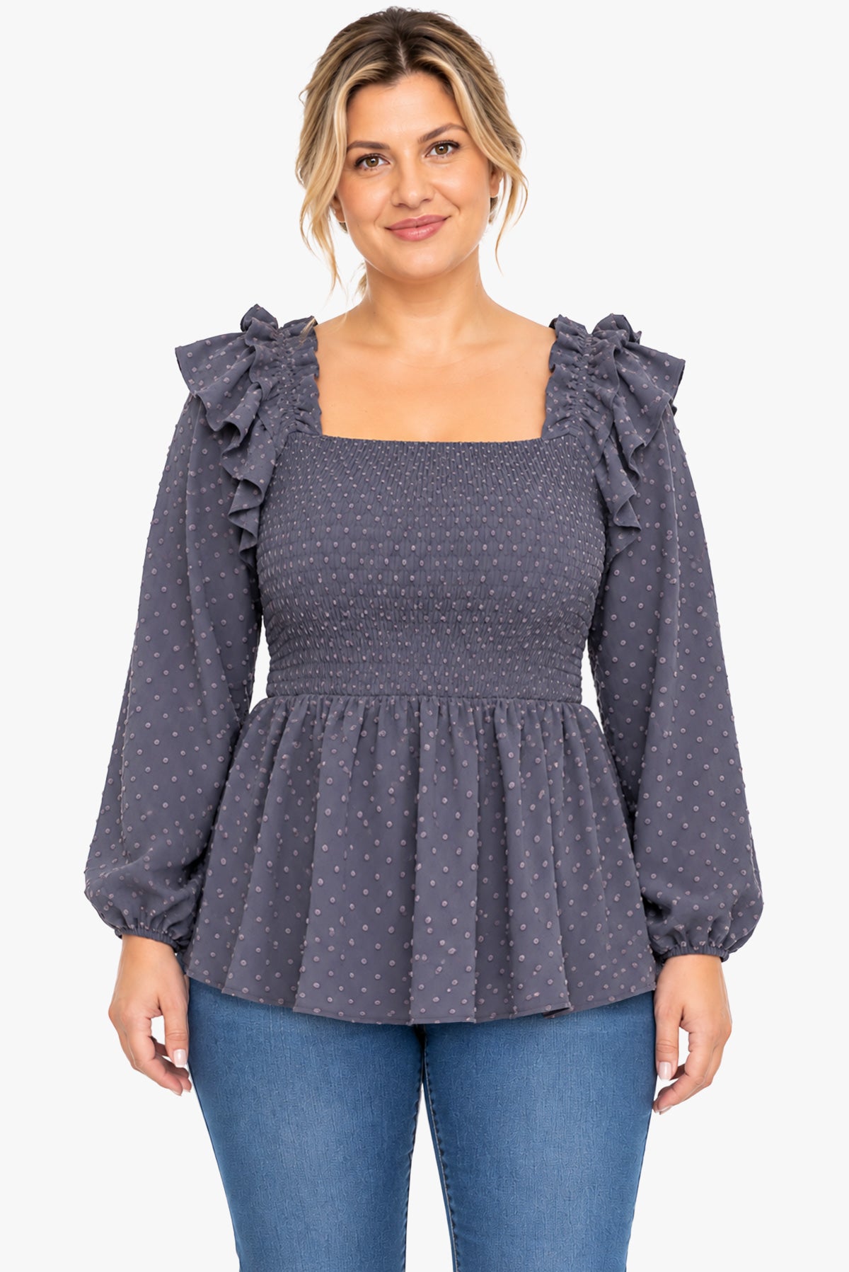 DALE ruffle smocked blouse